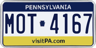 PA license plate MOT4167
