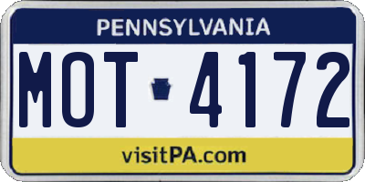 PA license plate MOT4172