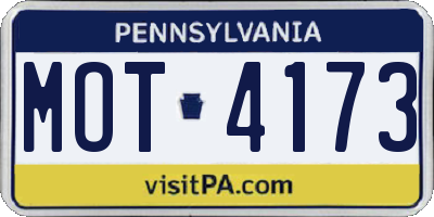 PA license plate MOT4173