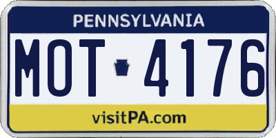 PA license plate MOT4176