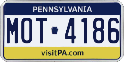 PA license plate MOT4186