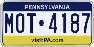 PA license plate MOT4187