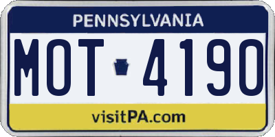 PA license plate MOT4190