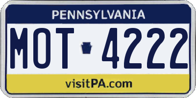 PA license plate MOT4222