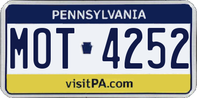 PA license plate MOT4252