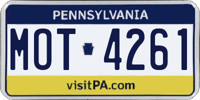 PA license plate MOT4261