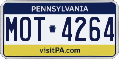 PA license plate MOT4264