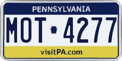 PA license plate MOT4277