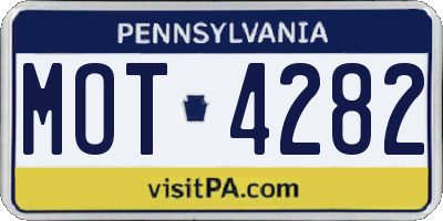 PA license plate MOT4282