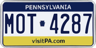 PA license plate MOT4287