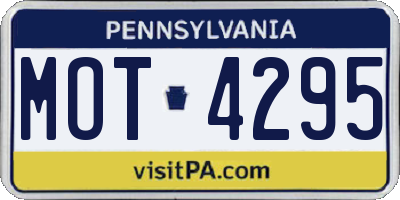 PA license plate MOT4295