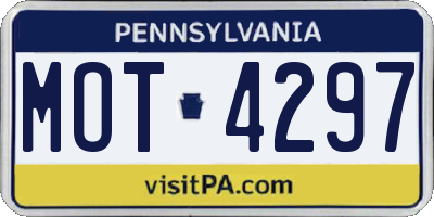 PA license plate MOT4297