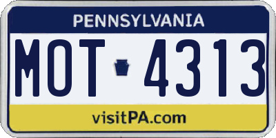 PA license plate MOT4313