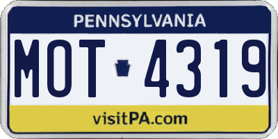 PA license plate MOT4319