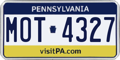 PA license plate MOT4327