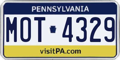 PA license plate MOT4329