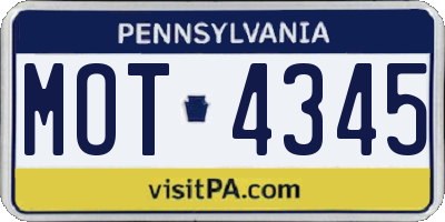 PA license plate MOT4345