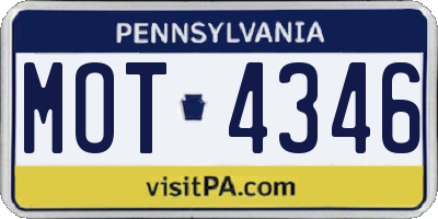 PA license plate MOT4346