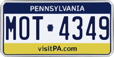 PA license plate MOT4349