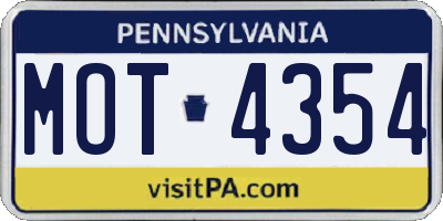PA license plate MOT4354