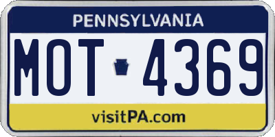 PA license plate MOT4369