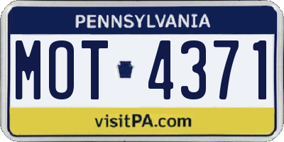 PA license plate MOT4371