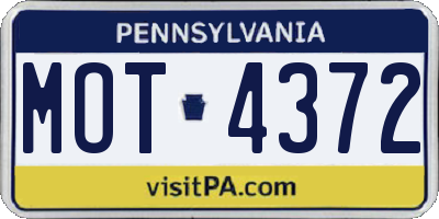 PA license plate MOT4372