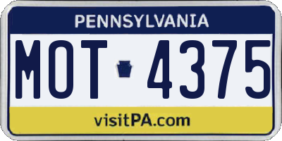 PA license plate MOT4375