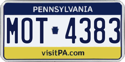 PA license plate MOT4383