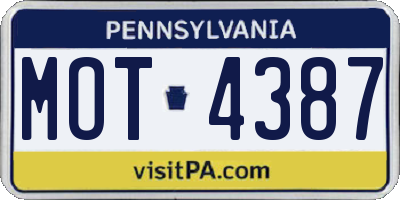 PA license plate MOT4387