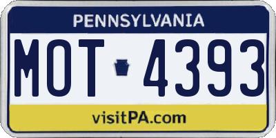 PA license plate MOT4393