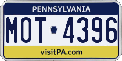 PA license plate MOT4396