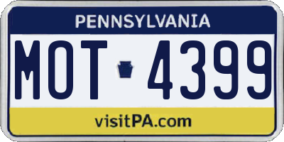 PA license plate MOT4399