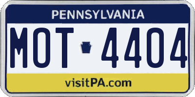 PA license plate MOT4404