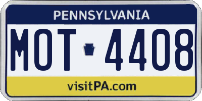 PA license plate MOT4408