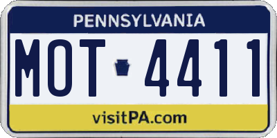 PA license plate MOT4411