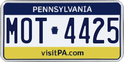 PA license plate MOT4425