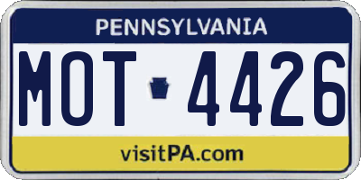 PA license plate MOT4426