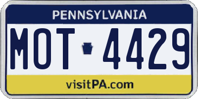 PA license plate MOT4429