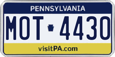 PA license plate MOT4430