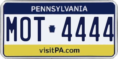 PA license plate MOT4444