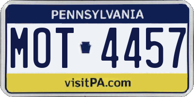 PA license plate MOT4457