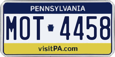 PA license plate MOT4458