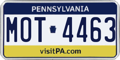 PA license plate MOT4463