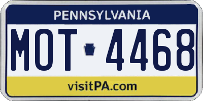 PA license plate MOT4468