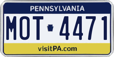 PA license plate MOT4471