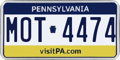 PA license plate MOT4474