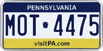 PA license plate MOT4475