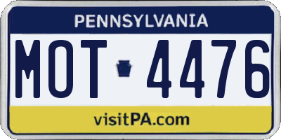 PA license plate MOT4476