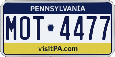 PA license plate MOT4477